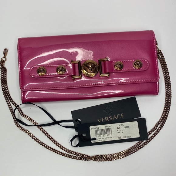 VERSACE WALLET CLUTCH WRISTLET FUSHIA PORTAFOGLIO - Picture 2 of 10